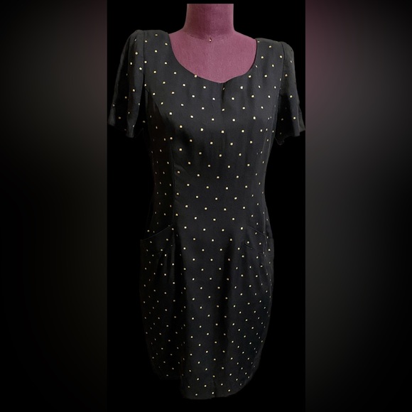 Vintage Dress with gold squares and POCKETS - Picture 2 of 10